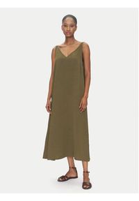 ViCOLO Sukienka letnia TD0758 Khaki Regular Fit. Kolor: brązowy. Materiał: wiskoza. Sezon: lato