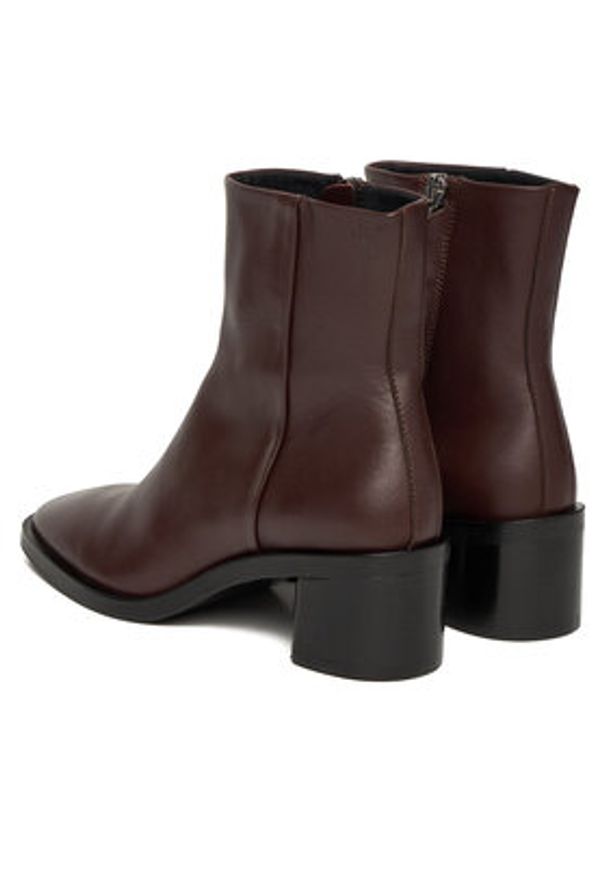 Calvin Klein Botki Block Heel Zip Boot Lth HW0HW02593 Bordowy. Kolor: czerwony. Materiał: skóra