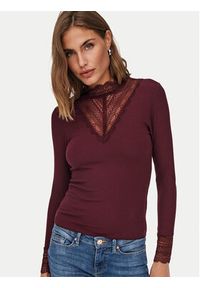 only - ONLY Bluzka Tilde 15207788 Bordowy Stretch Fit. Kolor: czerwony. Materiał: wiskoza