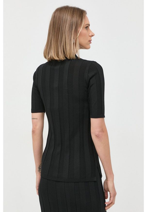 Max Mara Leisure polo damska kolor czarny. Typ kołnierza: polo. Kolor: czarny. Materiał: dzianina. Długość rękawa: krótki rękaw. Długość: krótkie. Wzór: gładki