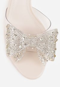Born2be - Beżowe Eleganckie Sandały Transparentne VICES na Szpilce z Kokardą z Cyrkoniami Pirera. Okazja: na komunię, na wesele, na studniówkę, na ślub cywilny. Zapięcie: pasek. Kolor: beżowy. Obcas: na szpilce. Styl: elegancki #5
