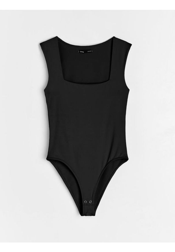 Sinsay - Body na ramiączkach z zatrzaskiem - czarny. Kolor: czarny. Długość rękawa: na ramiączkach