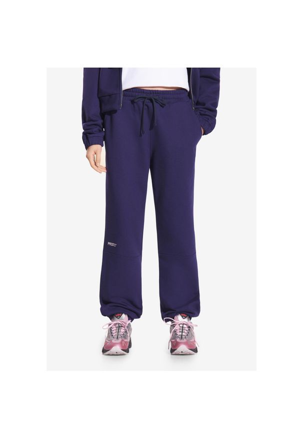 Spodnie dresowe damskie Prosto Cut. Kolor: niebieski. Materiał: dresówka. Długość: długie