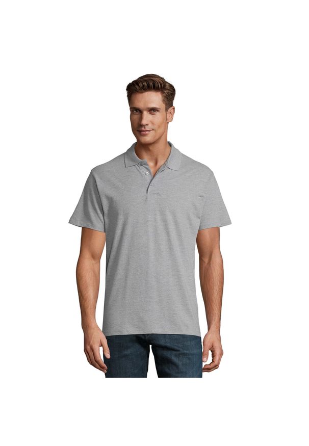 SOL'S - Męska Koszulka Polo Spring II Melange. Typ kołnierza: polo. Kolor: szary