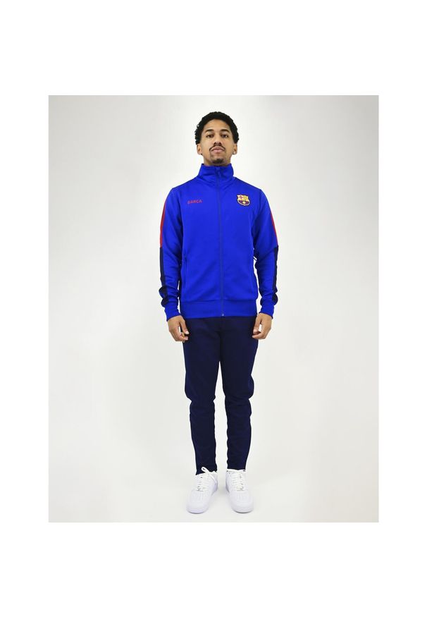 Dres treningowy FC Barcelona męski 25/26 - granatowy. Kolor: niebieski. Materiał: dresówka. Sport: fitness, piłka nożna