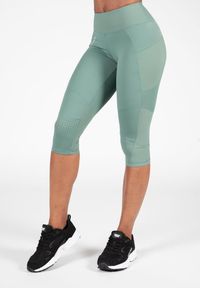GORILLA WEAR - Monroe Cropped Leginsy - Zielony. Kolor: zielony. Sport: fitness