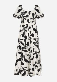 Born2be - Czarna Rozkloszowana Sukienka z Elastyczną Górą i Bufiastymi Rękawami Orrivene. Okazja: na co dzień. Typ kołnierza: dekolt kwadratowy. Kolor: czarny. Typ sukienki: proste. Styl: elegancki, casual #3