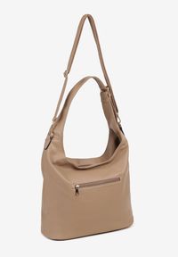 Born2be - Ciemnobeżowa Torebka Hobo z Dodatkowym Paskiem na Ramię Senarwin. Kolor: beżowy. Styl: biznesowy, elegancki, casual. Rodzaj torebki: na ramię