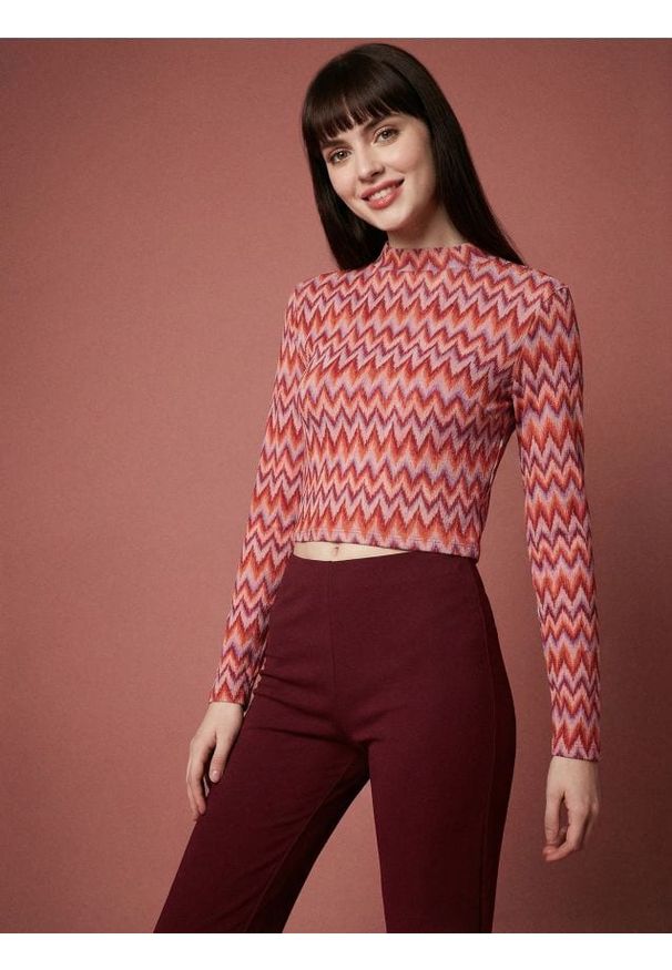 Sinsay - Żakardowa bluzka z golfem - wielobarwny. Typ kołnierza: golf. Materiał: żakard