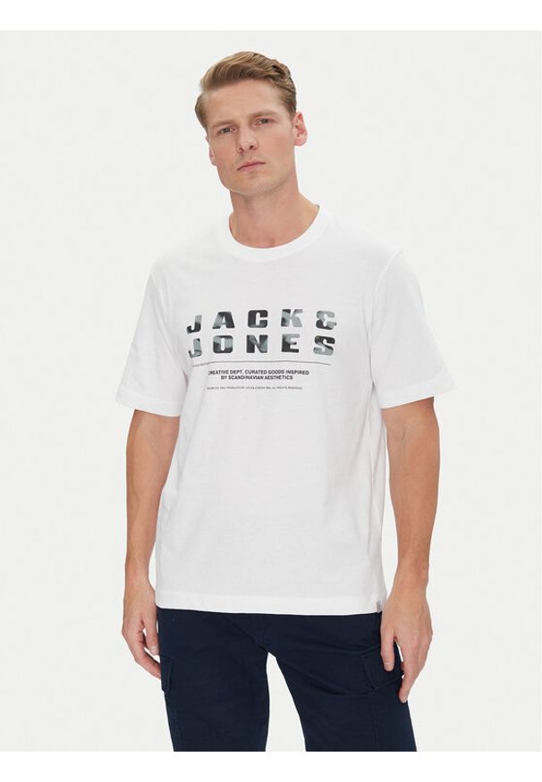 Jack & Jones T-Shirt Recharge 12274716 Biały Relaxed Fit. Kolor: biały. Materiał: bawełna