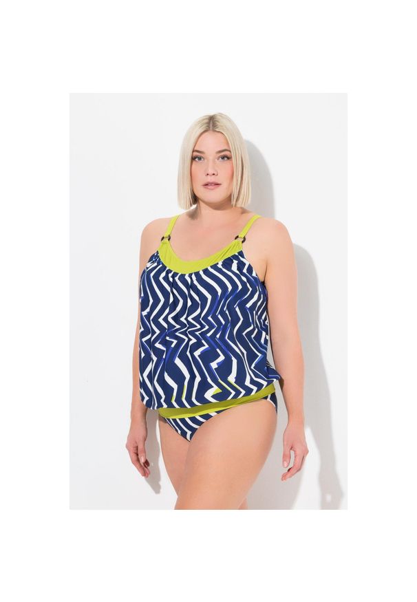 ULLA POPKEN - Damskie Tankini różowe miękkie miseczki elastyczny dół regulowane ramiączka. Kolekcja: plus size. Kolor: niebieski. Materiał: materiał, elastan, poliamid