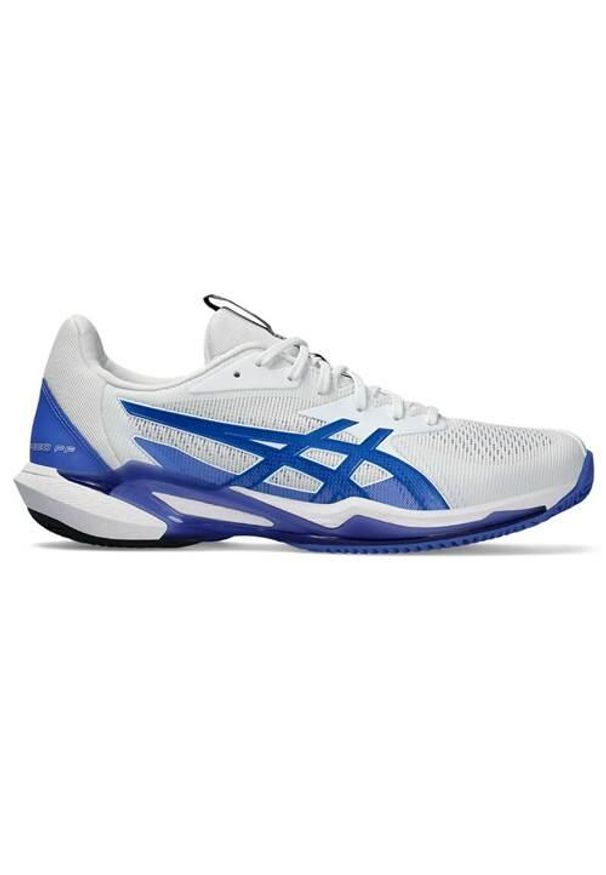 Buty do tenisa męskie Asics Solution Speed Ff 3 Clay. Zapięcie: sznurówki. Kolor: niebieski, wielokolorowy, biały. Materiał: materiał, tkanina, syntetyk. Szerokość cholewki: normalna. Sport: tenis