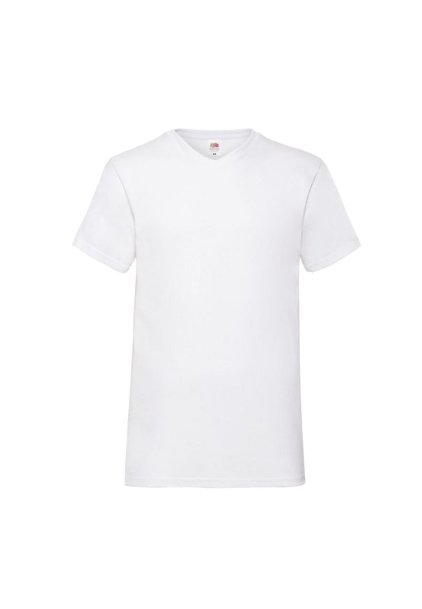 FRUIT OF THE LOOM - Męska Koszulka Valueweight Z Gładkim Dekoltem V. Kolor: biały. Wzór: gładki. Sport: turystyka piesza