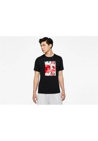 Koszulka sportowa męska Nike Air Jordan Crew. Kolor: czarny. Materiał: bawełna. Długość rękawa: krótki rękaw. Długość: krótkie. Sport: fitness