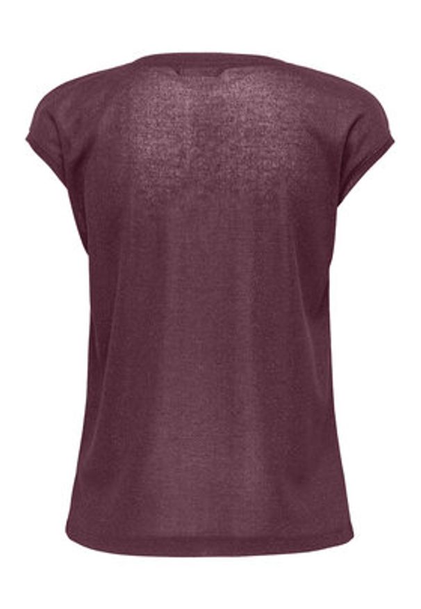 only - ONLY T-Shirt Silvery 15136069 Bordowy Loose Fit. Kolor: czerwony. Materiał: syntetyk