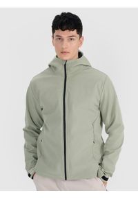 4f - 4F Kurtka softshell wiatroodporna membrana 5000 męska - oliwkowa/khaki M. Typ kołnierza: kaptur. Kolor: brązowy, oliwkowy, wielokolorowy. Materiał: softshell. Technologia: Windstopper #1
