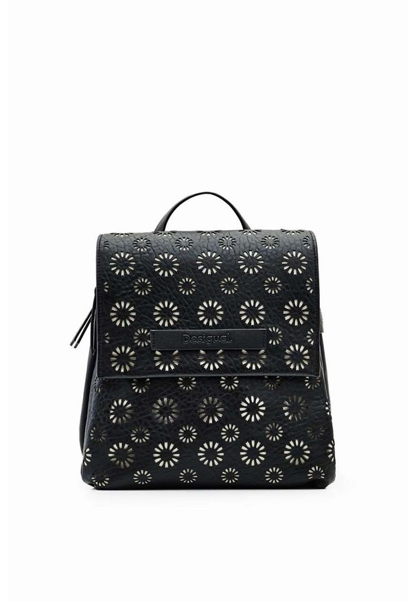Desigual plecak damski kolor czarny mały wzorzysty. Kolor: czarny