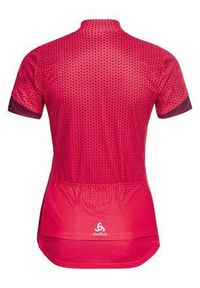 Koszulka rowerowa damska Odlo Stand-up collar ESSENTIAL PRINT rozpinana. Kolor: różowy. Wzór: nadruk