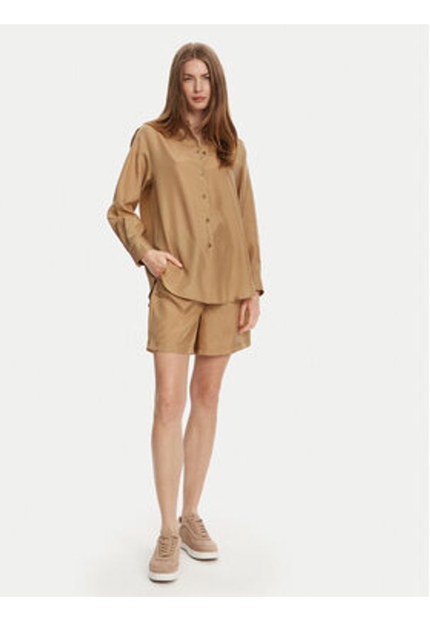 Marella Koszula Alec 2513111015 Beżowy Regular Fit. Kolor: beżowy. Materiał: jedwab