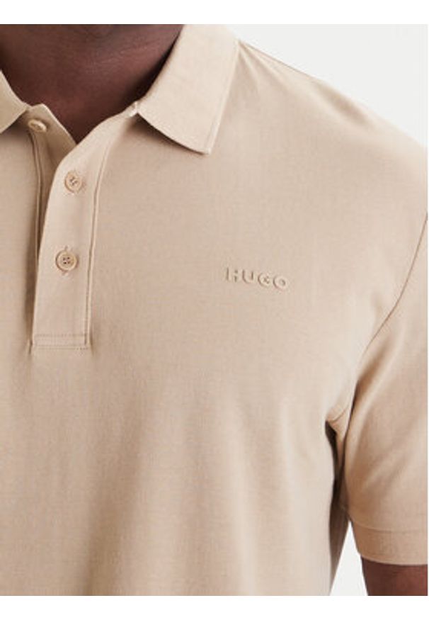 Hugo - HUGO Polo Donos222 50466182 Beżowy Regular Fit. Typ kołnierza: polo. Kolor: beżowy. Materiał: bawełna
