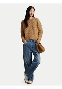 Polo Ralph Lauren Sweter 211A91216005 Beżowy Straight Fit. Typ kołnierza: polo. Kolor: beżowy. Materiał: wełna #6