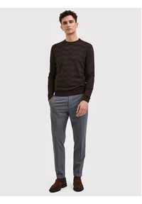 Selected Homme Sweter Romen 16085294 Brązowy Regular Fit. Kolor: brązowy. Materiał: bawełna #4