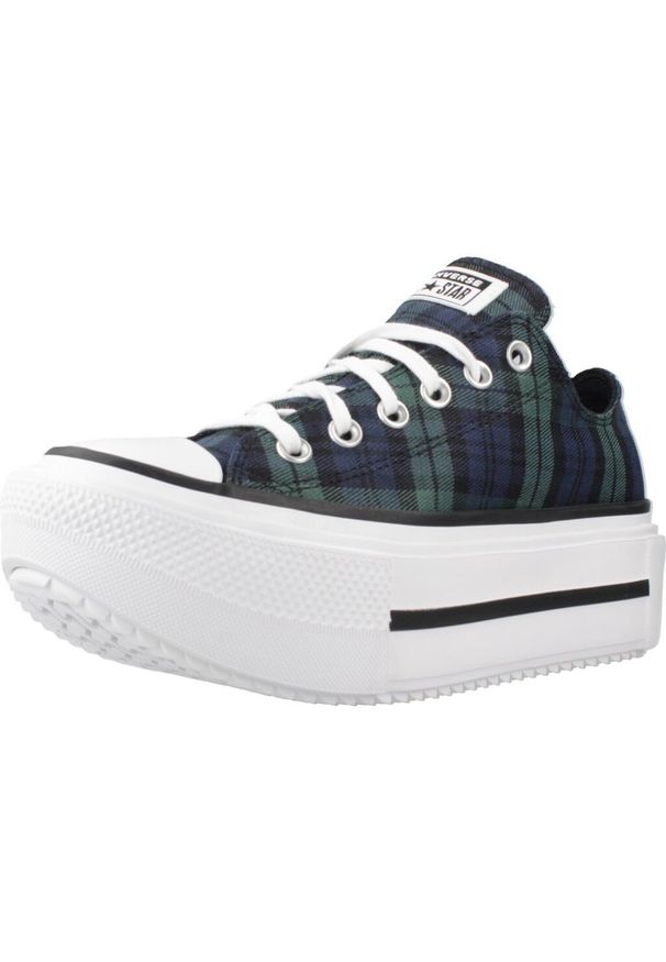 Converse - Buty CONVERSE CHUCK TAYLOR ALL STAR LIFT DOUBLE STACK PLATFORM PLAID Zielony. Kolor: zielony. Materiał: tkanina. Obcas: na platformie. Styl: sportowy