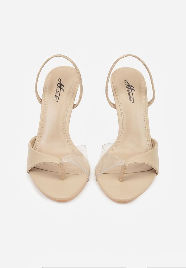 Born2be - Ciemnobeżowe Sandały na Szpilce z Transparentną Wstawką Mhyraya. Okazja: na co dzień, na randkę. Kolor: beżowy. Obcas: na szpilce. Styl: elegancki, klasyczny, casual