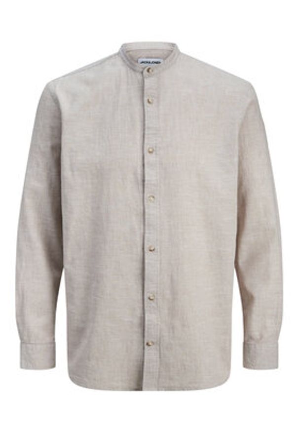 Jack & Jones Koszula Summer 12289184 Beżowy Regular Fit. Kolor: beżowy. Materiał: len