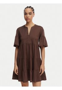 Weekend Max Mara Sukienka codzienna Saggina 2615621042 Brązowy ciemny Regular Fit. Okazja: na co dzień. Kolor: brązowy. Materiał: bawełna. Typ sukienki: proste. Styl: casual #1