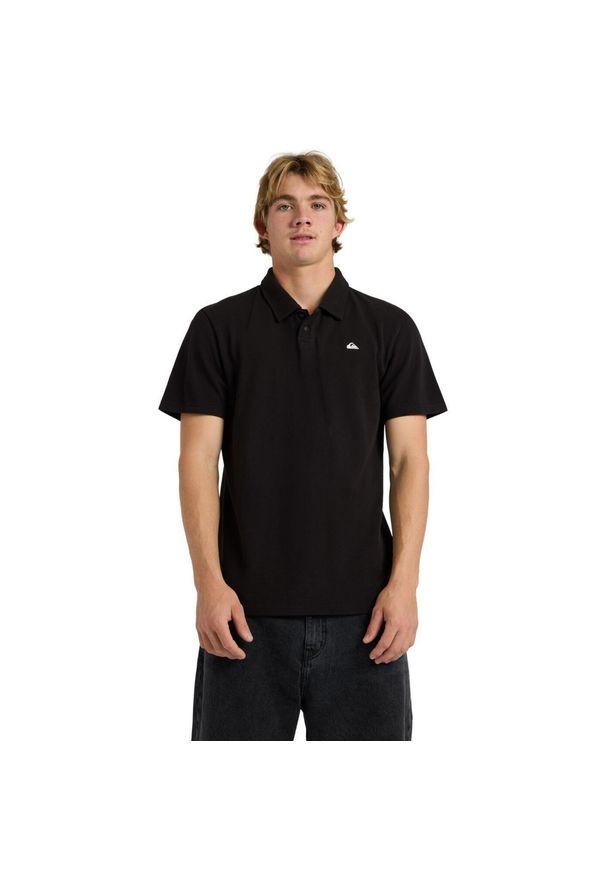 Quiksilver - dla Mężczyzn MW PIQUE Czarny. Kolor: czarny. Materiał: bawełna, tkanina. Wzór: haft