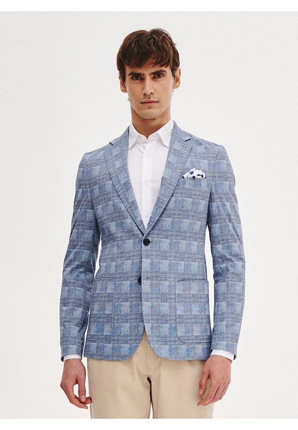 Pako Lorente - PAKO LORENTE – Dzianinowa marynarka w kratkę. Materiał: dzianina. Wzór: kratka. Sezon: wiosna