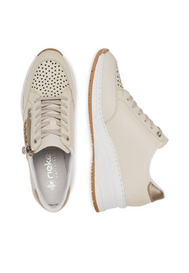 Rieker Sneakersy N4344-60 Beżowy. Kolor: beżowy. Materiał: skóra