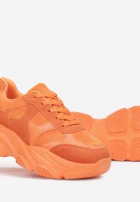 Born2be - Pomarańczowe Sznurowane Sneakersy na Grubej Podeszwie ze Żłobieniami Dangray. Kolor: pomarańczowy #4