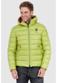Blauer USA - BLAUER Jasnozielona puchowa kurtka męska Virgil z kapturem, Rozmiar M. Typ kołnierza: kaptur. Kolor: zielony. Materiał: puch #1