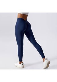 Intica - Legginsy z drapowaniem na trening i co dzień Ingedore. Kolor: niebieski. Materiał: materiał, skóra. Wzór: gładki. Sport: fitness #1