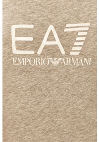 EA7 Emporio Armani - T-shirt. Okazja: na co dzień. Kolor: szary. Materiał: bawełna, dzianina, elastan. Wzór: nadruk. Styl: casual #2