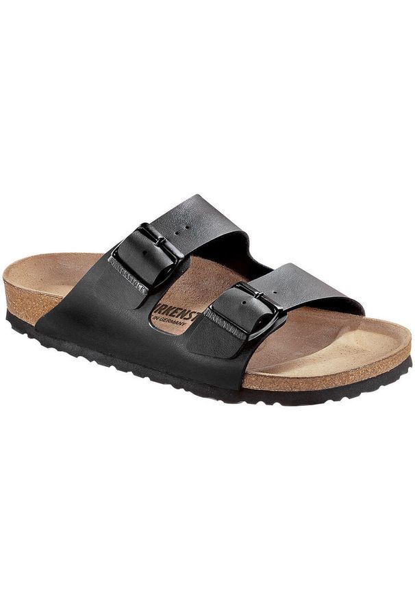 Klapki męskie Birkenstock Arizona. Zapięcie: bez zapięcia. Kolor: czarny. Materiał: syntetyk, tkanina, materiał. Szerokość cholewki: normalna. Sport: turystyka piesza
