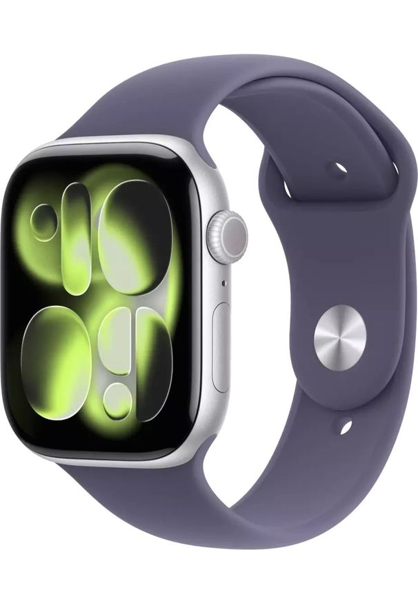 APPLE - Smartwatch Apple Smartwatch Apple Watch Series 11 46 mm GPS S/M Srebrny / Mleczny fiolet. Rodzaj zegarka: smartwatch. Kolor: biały, wielokolorowy, srebrny