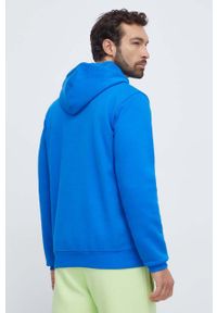 adidas Originals bluza męska kolor niebieski z kapturem gładka. Typ kołnierza: kaptur. Kolor: niebieski. Materiał: materiał. Wzór: gładki #2