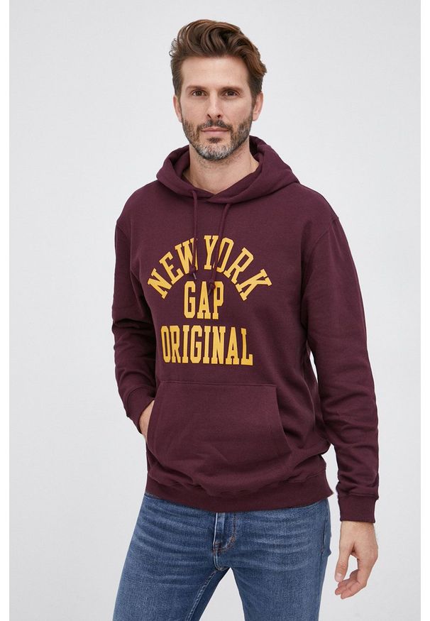GAP - Bluza. Okazja: na co dzień. Kolor: czerwony. Materiał: dzianina. Wzór: nadruk. Styl: casual