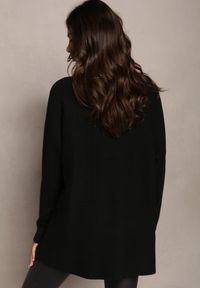 Renee - Czarny Luźny Sweter z Długim Rękawem Roselin. Kolor: czarny. Materiał: bawełna, dzianina, wiskoza. Długość rękawa: długi rękaw. Długość: długie. Styl: elegancki #4