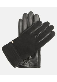 Kazar - Czarne rękawiczki damskie. Kolor: czarny. Materiał: futro, zamsz, skóra, materiał. Sezon: jesień, zima