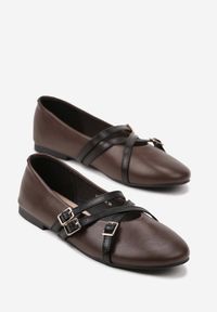 Renee - Brązowe Balerinki Vices Mary Jane z Wkładką ze Skóry Naturalnej Rilomia. Okazja: na co dzień. Zapięcie: pasek. Kolor: brązowy. Materiał: skóra. Styl: casual, elegancki #6