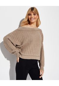 FREE PEOPLE - Beżowy sweter Evermore. Kolor: beżowy. Materiał: dzianina, prążkowany. Długość: długie