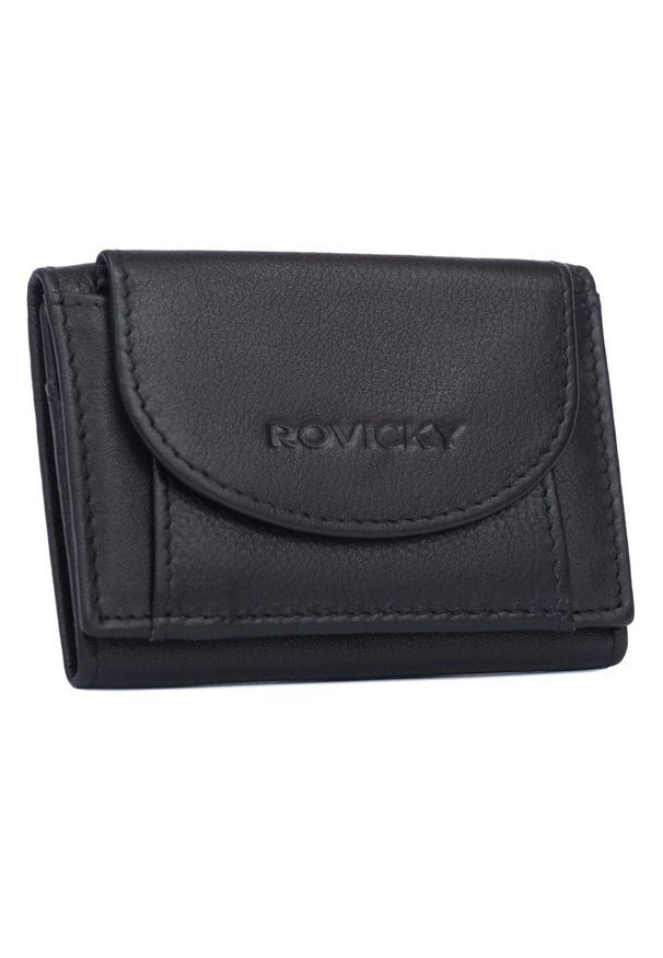 ROVICKY - Portfel damski Rovicky R-21-LFN czarny. Kolor: czarny. Materiał: skóra