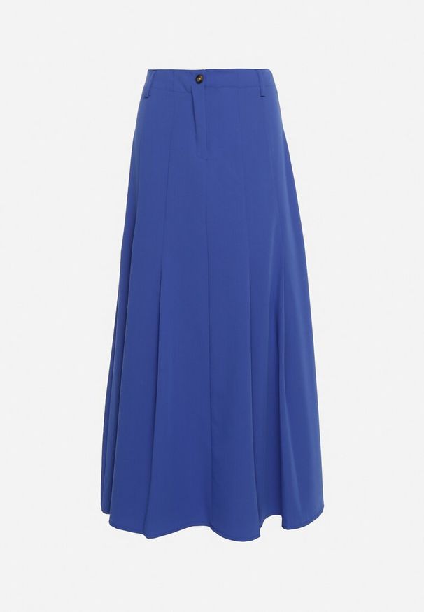 Born2be - Niebieska Spódnica Maxi Rozkloszowana w Garniturowym Stylu Araxna. Okazja: na co dzień. Kolor: niebieski. Styl: casual