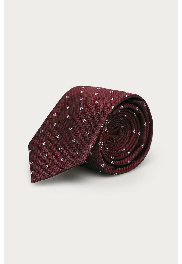 Calvin Klein - Krawat. Kolor: brązowy. Materiał: tkanina, jedwab