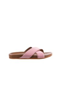 Klapki Bayla-163 17-183 Rose, Róż, Skóra naturalna - 36. Okazja: na co dzień. Kolor: różowy. Materiał: skóra. Wzór: paski. Sezon: lato. Styl: casual #1