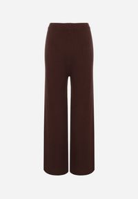 Born2be - Brązowe Szerokie Spodnie High Waist z Wiskozą z Gumką w Pasie Essica. Okazja: na co dzień. Stan: podwyższony. Kolor: brązowy. Materiał: wiskoza. Wzór: aplikacja. Styl: casual, elegancki #7